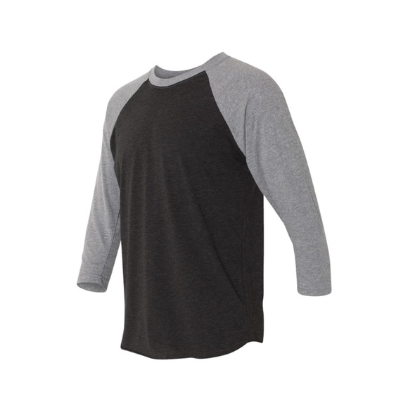 Next Level Apparel Black dark charcoal 3/4 Long Sleeve Tee xs - Picture 1 of 3